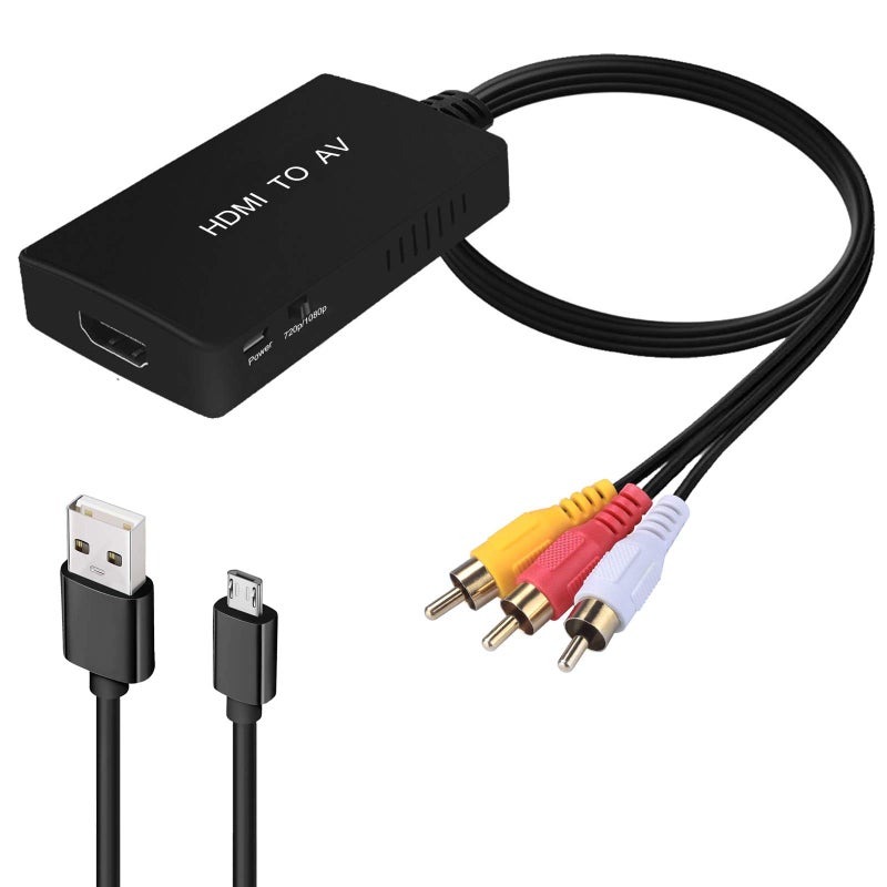 CIKIAER HDMI to RCA Converter, HDMI to AV for Apple TV, Roku, Fire Stick - Black - Image 1